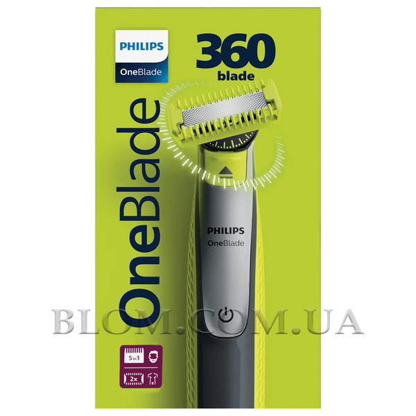 Philips OneBlade QP2834/20 &ndash; універсальна бритва для обличчя і тіла з лезом 360&deg;