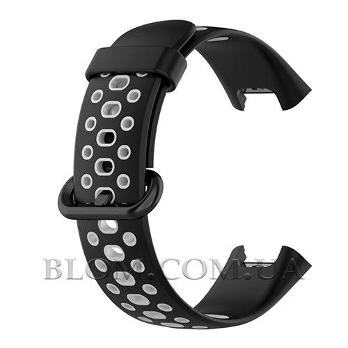 Ремінець силіконовий перфорований для годинника Mi Watch 2 Lite / Redmi Watch 2, Чорний-Сірий