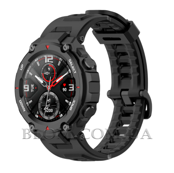 Змінний ремінець для годинника Amazfit T-Rex та T-Rex Pro з викрутками силіконовий, Чорний