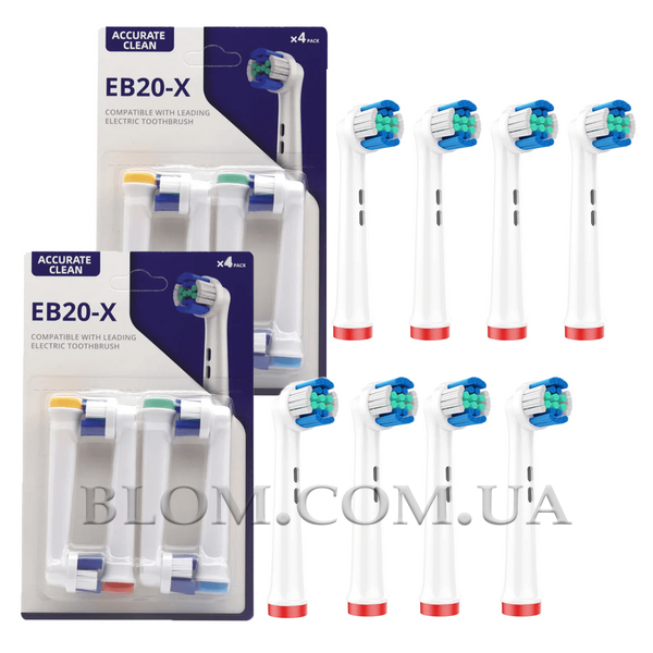 Набір із 8 насадок EB20-X для зубних щіток Oral-В Braun Precision Clean 991 фото