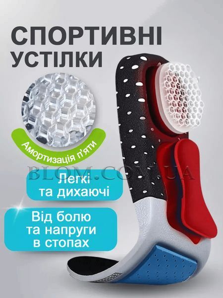 Стельки спортивные в обувь ортопедические универсальные с пяточным амортизатором, 35-40