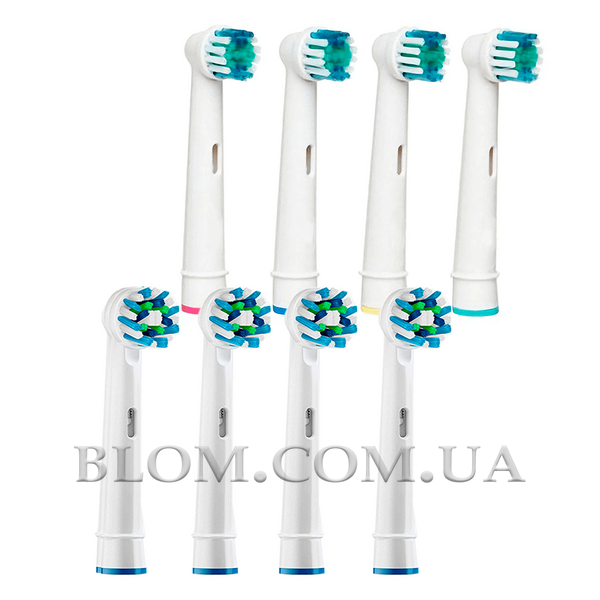 Комплект із 8 змінних насадок SB-17A Precision Clean і EB50 Cross Action для зубної щітки Oral-B Braun 987 фото