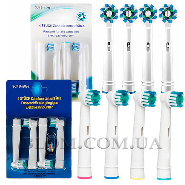 Комплект із 8 змінних насадок SB-17A Precision Clean і EB50 Cross Action для зубної щітки Oral-B Braun 987 фото