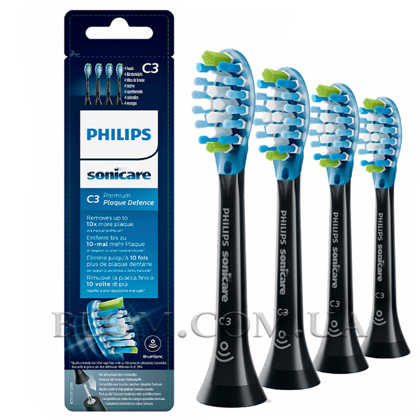 Насадки Philips Sonicare C3 Premium Plaque Defence чорні 4 штуки 738 фото