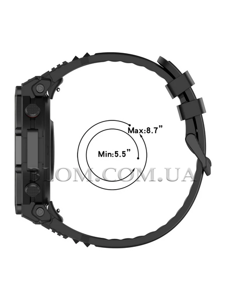 Черный силиконовый ремешок для смарт-часов Amazfit T-Rex 3 Pro 48mm (ширина 22 мм), Черный