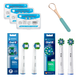 Набор насадки Cross Action 2 шт, Precision Clean 2 шт для oral b, скребок для языка и флосс-зубочистки 150 шт